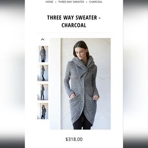Rebecca King Charcoal Three Way Sweater